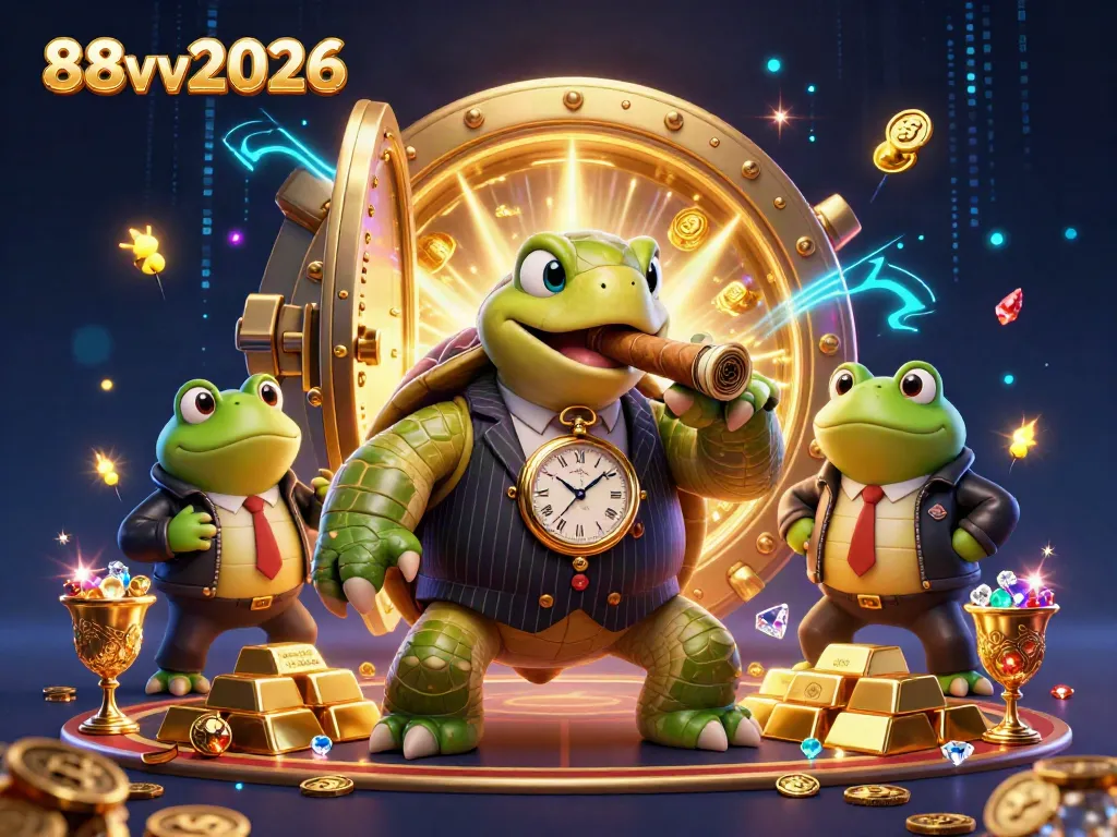 Experience fun with 88vv2026 through a vibrant casino scene featuring lucky characters and treasures.