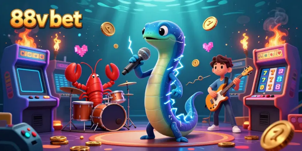 Experience thrilling gameplay with 88v bet in this vibrant underwater casino illustration.