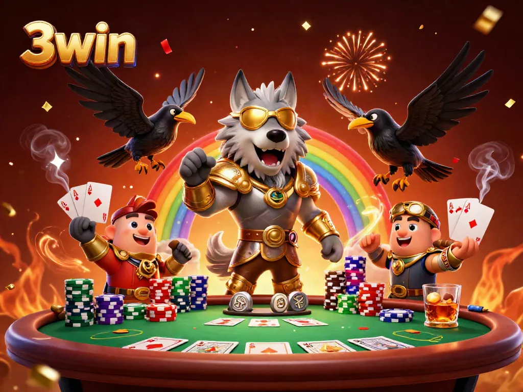 Experience the excitement of 3win through a vibrant Norse-themed casino scene with rich details and dynamic characters.