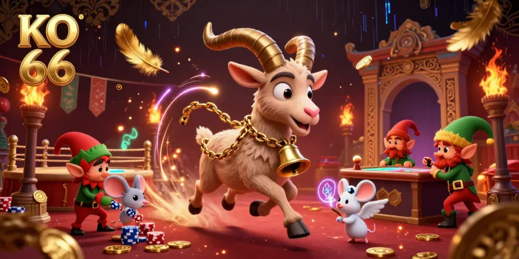 Engage in exciting gameplay with KO 66 at a thrilling casino battle featuring lively characters.