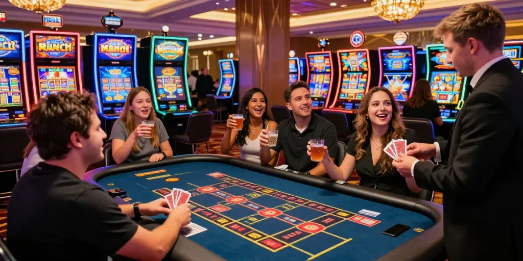 Players enjoying casinos that take credit cards in a vibrant gaming atmosphere.