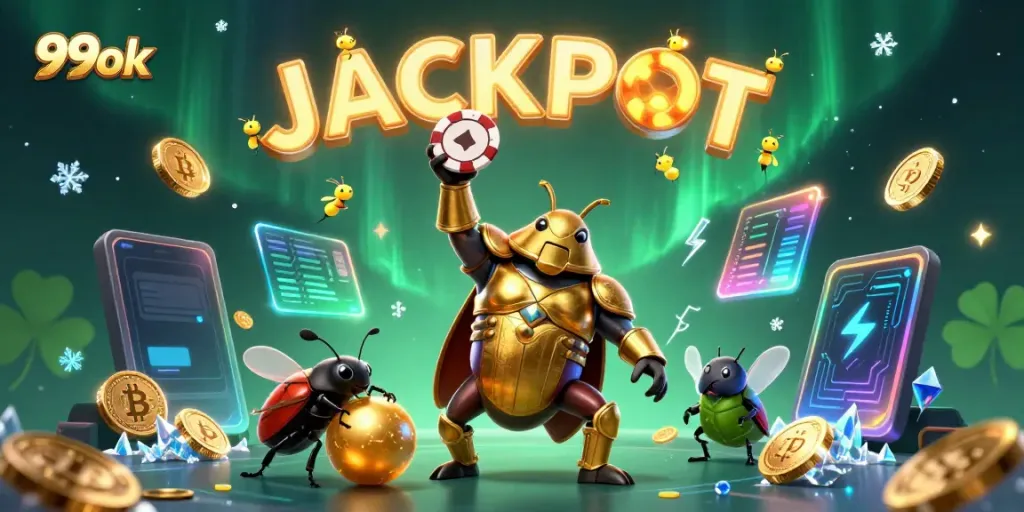 Experience vibrant luck with 99ok’s thrilling jackpot display featuring champions and golden treasures.