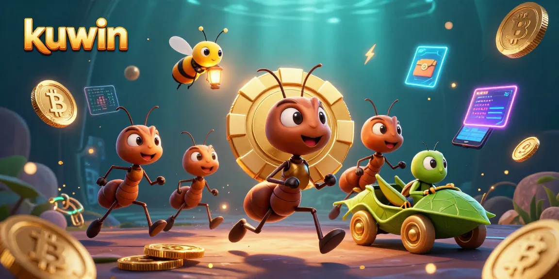 Experience the thrill of kuwin with ants heisting a huge poker chip in a vibrant casino scene.