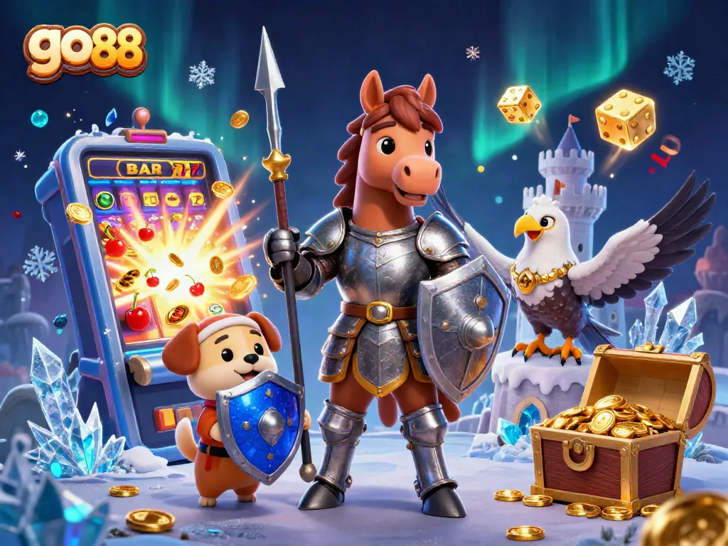 Experience the excitement of go 88 with knights and casino elements amidst a dynamic jackpot scene.