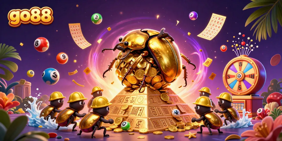 Experience go88 excitement with a vibrant lottery-themed scene featuring golden coins and dynamic elements.