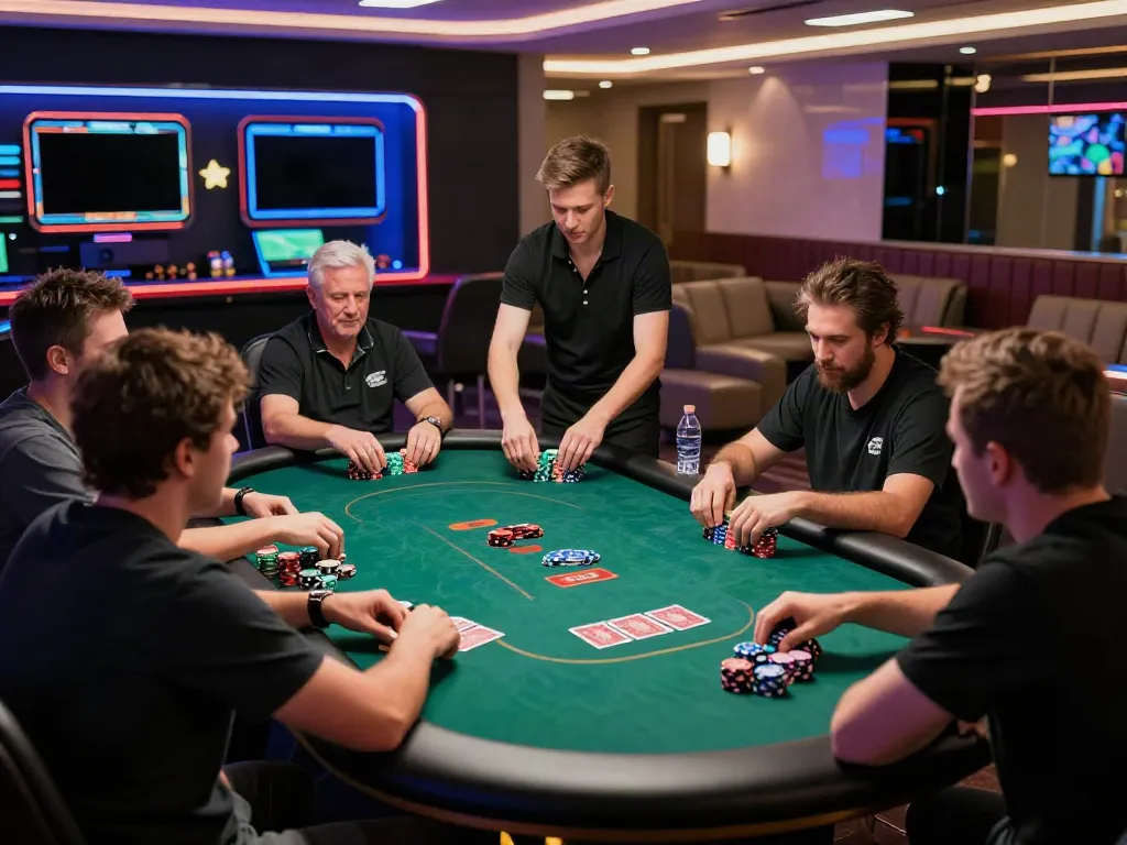 Exciting NET88 gambling scene with players engaged at a poker table.
