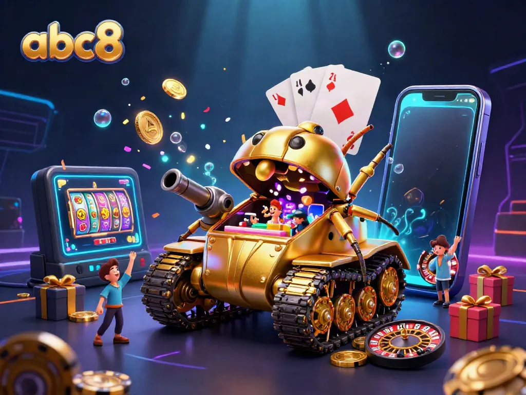 Experience thrilling gameplay with the abc8 golden beetle tank casino bursting with coins and confetti.