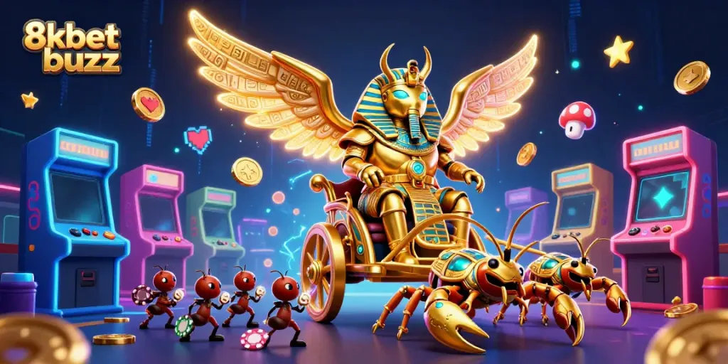 Experience the thrill of gaming and betting with 8kbet buzz featuring a golden beetle chariot in action.