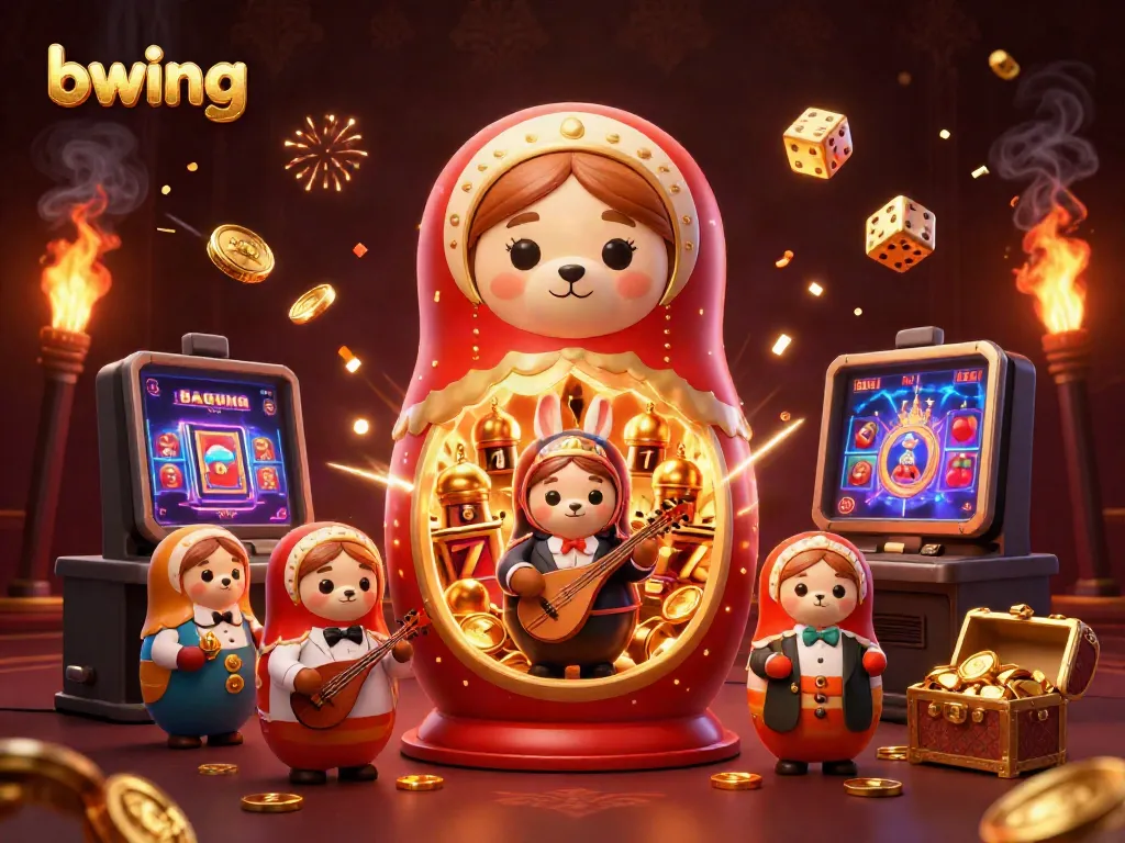Experience the thrill of bwing with a vibrant 3D illustration showcasing dynamic casino elements and characters.