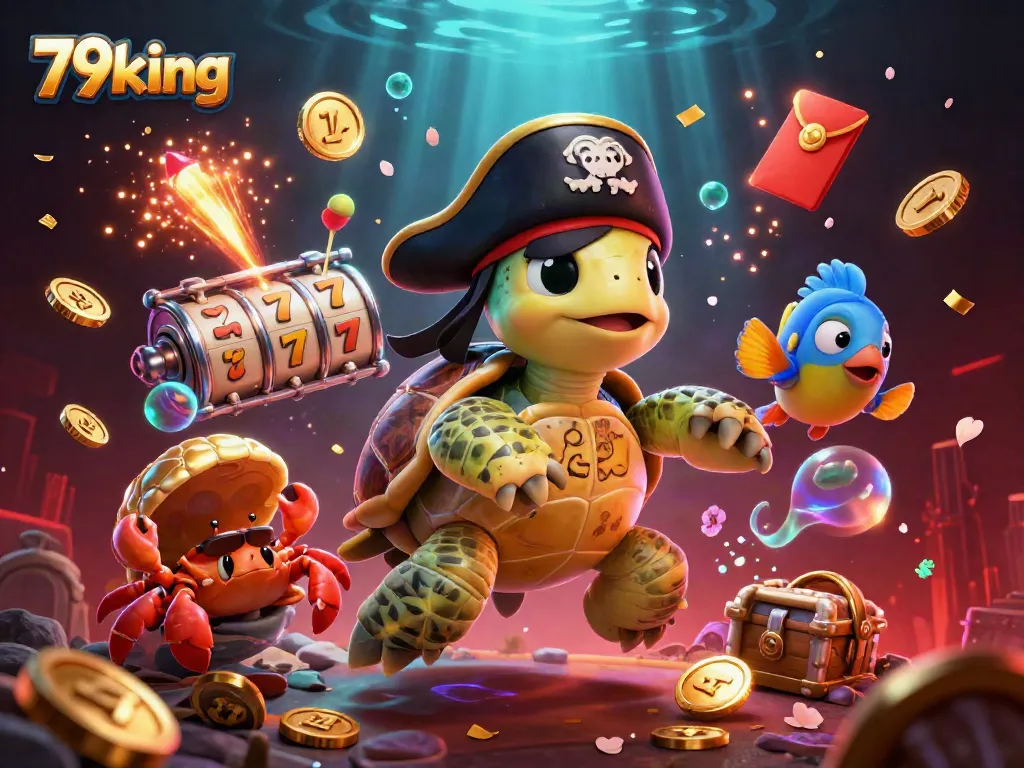 Engage with the dynamic 79king casino scene featuring a pirate turtle and treasure as players chase jackpots.