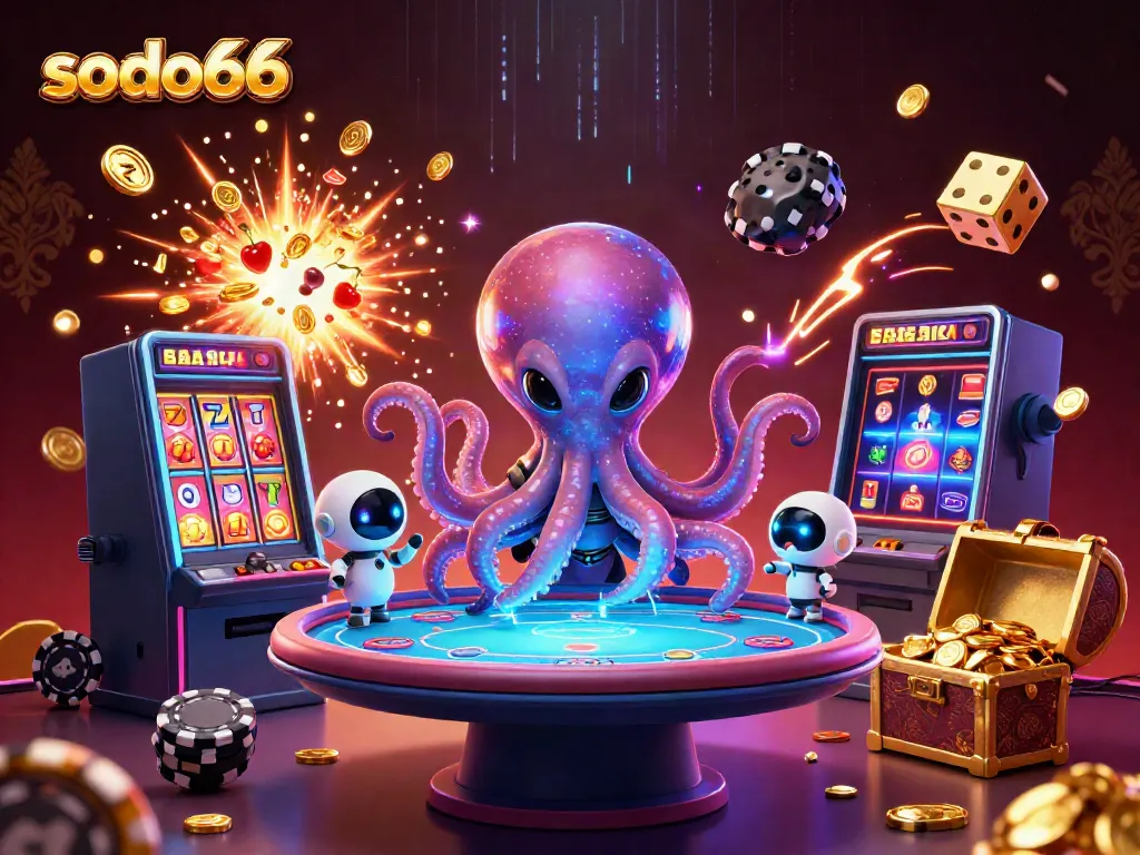 Engage in thrilling gameplay at sodo66 with a dynamic alien octopus and casino elements.