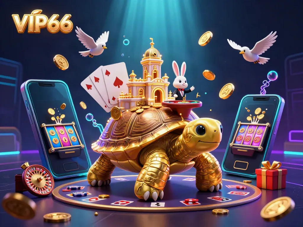 Experience the ultimate gaming adventure with VIP66's captivating 3D casino scene, filled with charm and excitement.