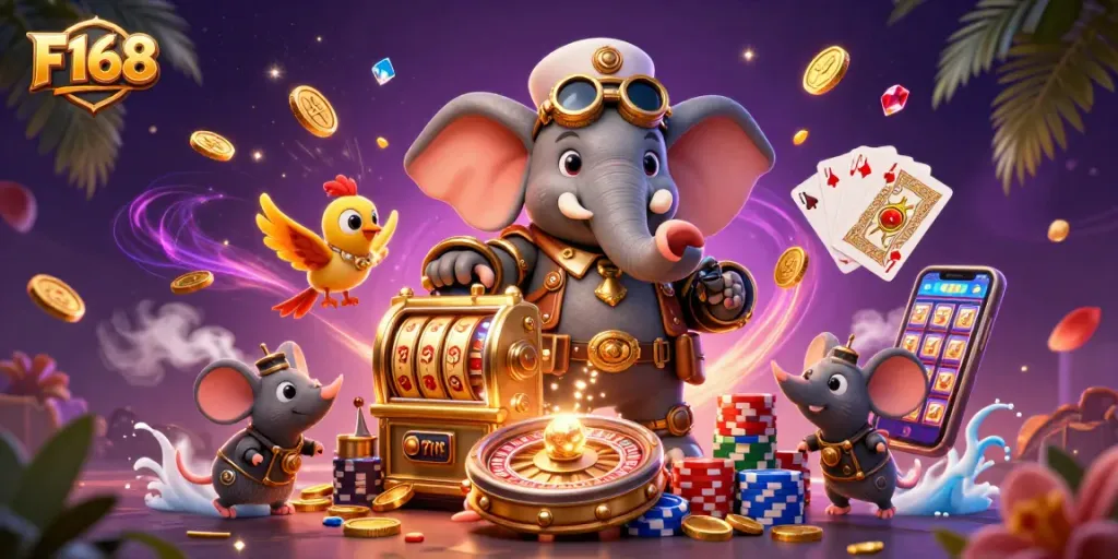 F168 offers an exhilarating gaming experience with vibrant slot machines and rich casino visuals.