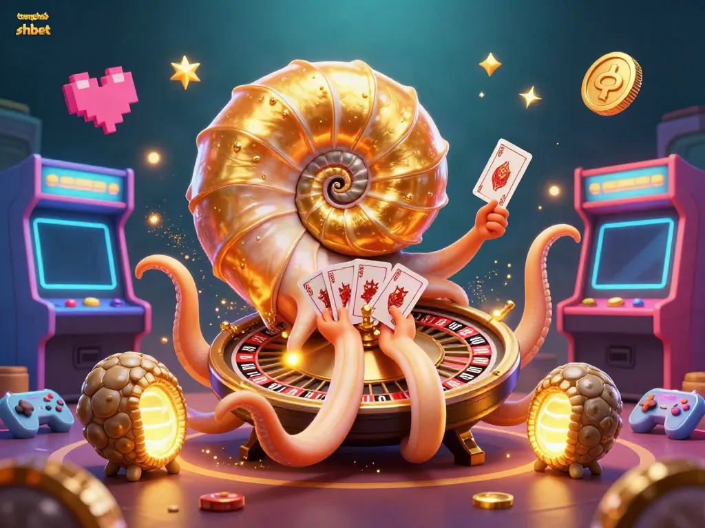 Engage with thrilling games at trang chủ shbet, featuring a 3D cartoon nautilus and interactive game elements.