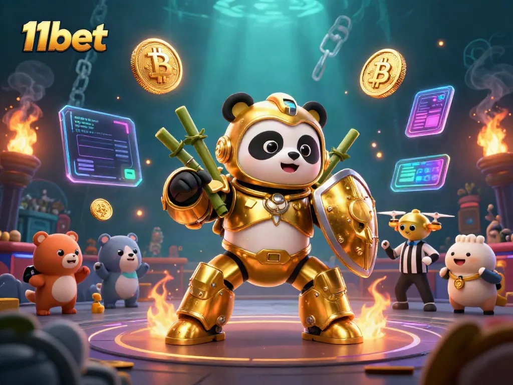 Experience the excitement of 11bet with vibrant gaming elements and characters in a dynamic atmosphere.